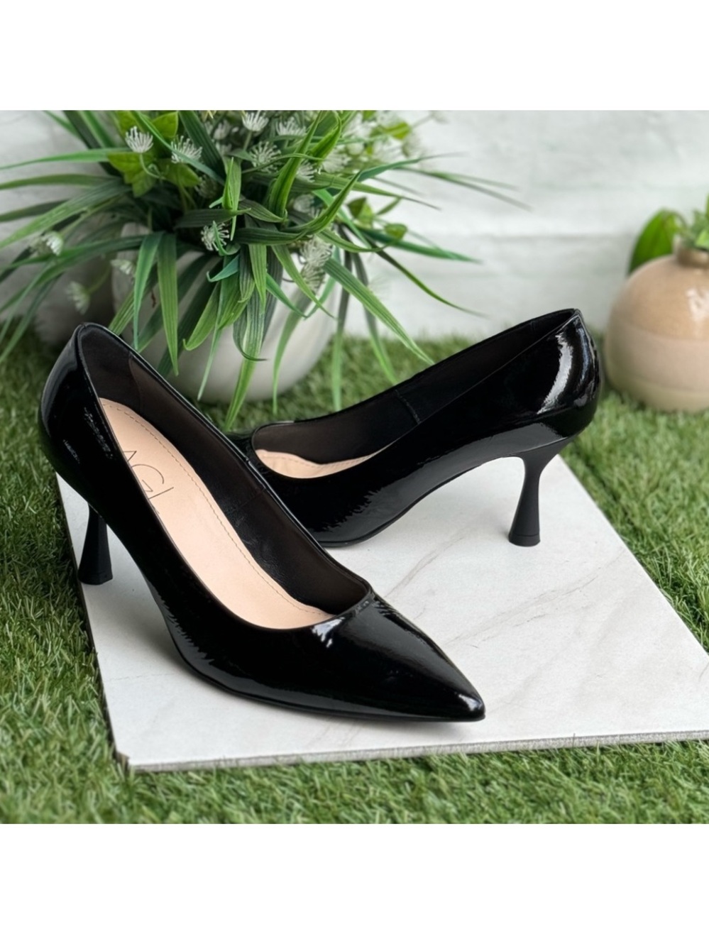 AGL Black Patent leather heel pump size 40 US 10 $440